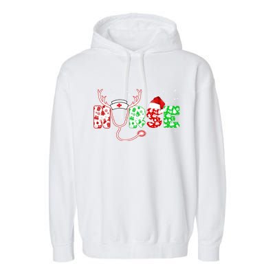 Cute Christmas Nurse Logo Garment-Dyed Fleece Hoodie