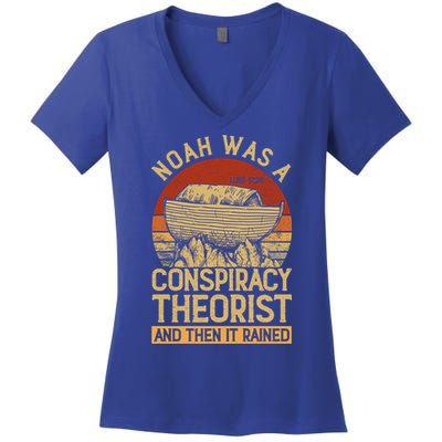 Conservative Christian Noah Was A Conspiracy Theorist Women's V-Neck T-Shirt