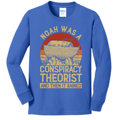 Conservative Christian Noah Was A Conspiracy Theorist Kids Long Sleeve Shirt