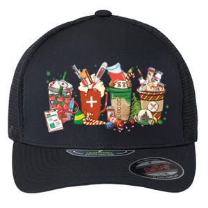 Christmas Coffee Nurse Xmas Nursing Gift Flexfit Unipanel Trucker Cap