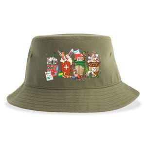 Christmas Coffee Nurse Xmas Nursing Gift Sustainable Bucket Hat