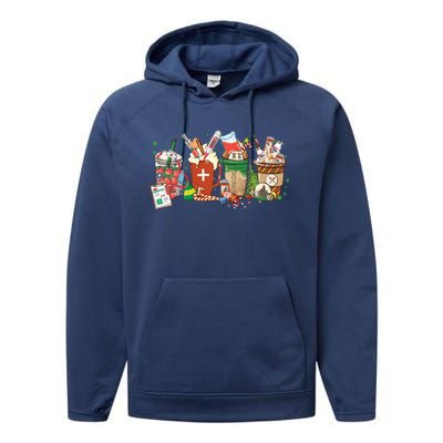 Christmas Coffee Nurse Xmas Nursing Gift Performance Fleece Hoodie