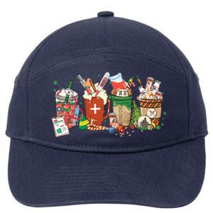 Christmas Coffee Nurse Xmas Nursing Gift 7-Panel Snapback Hat