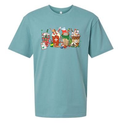 Christmas Coffee Nurse Xmas Nursing Gift Sueded Cloud Jersey T-Shirt