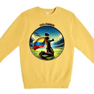 Cool Colombia National Soccer Team With Flag Premium Crewneck Sweatshirt