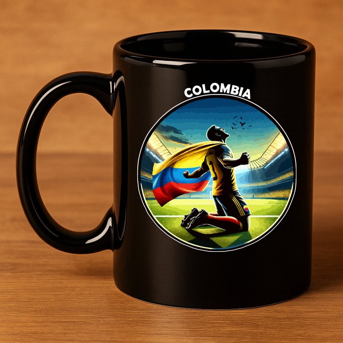 Cool Colombia National Soccer Team With Flag 11oz C Handle Ceramic Mug