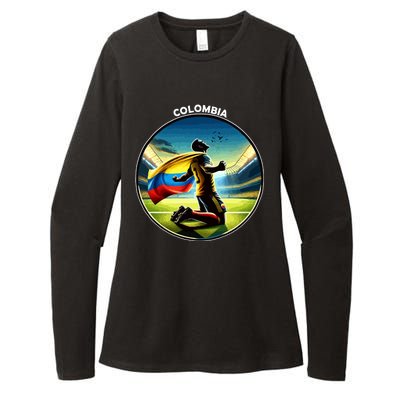 Cool Colombia National Soccer Team With Flag Womens CVC Long Sleeve Shirt