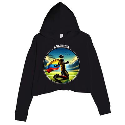 Cool Colombia National Soccer Team With Flag Crop Fleece Hoodie