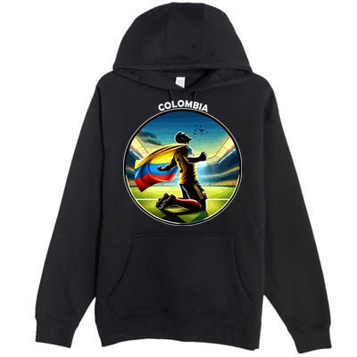 Cool Colombia National Soccer Team With Flag Premium Pullover Hoodie