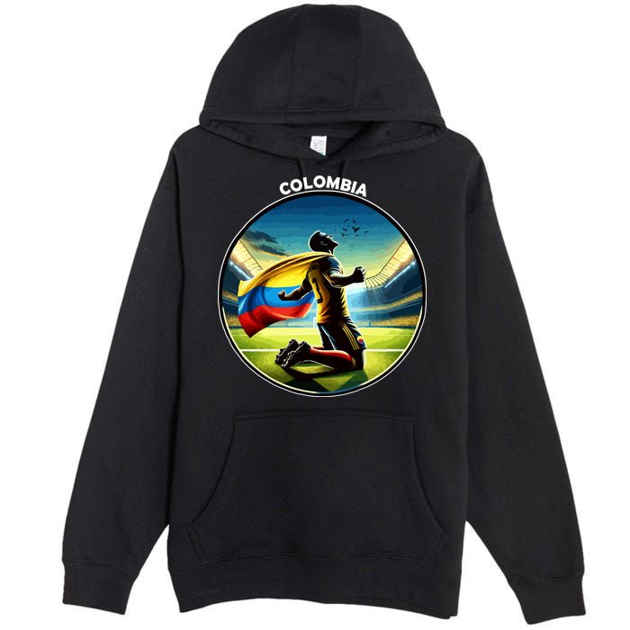 Cool Colombia National Soccer Team With Flag Premium Pullover Hoodie