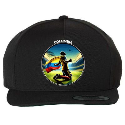 Cool Colombia National Soccer Team With Flag Wool Snapback Cap