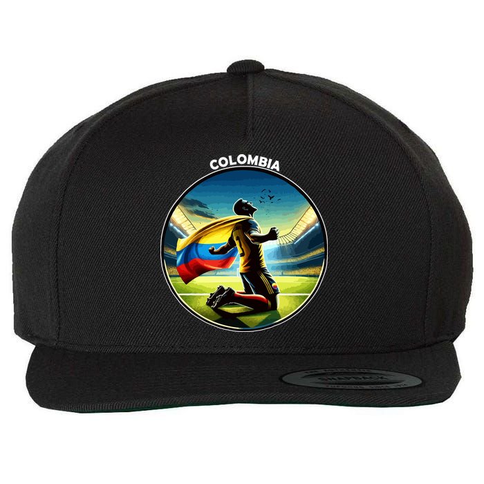 Cool Colombia National Soccer Team With Flag Wool Snapback Cap