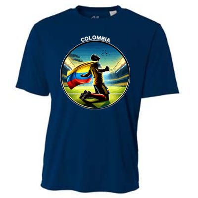 Cool Colombia National Soccer Team With Flag Cooling Performance Crew T-Shirt