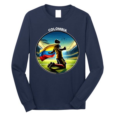 Cool Colombia National Soccer Team With Flag Long Sleeve Shirt