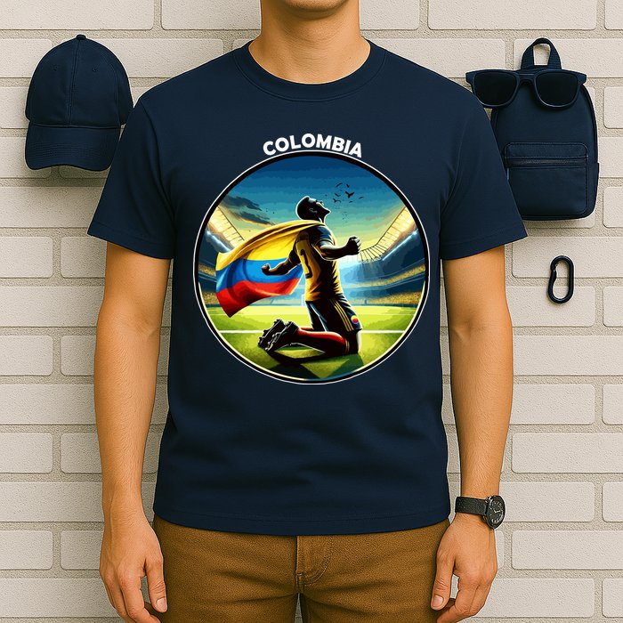 Cool Colombia National Soccer Team With Flag T-Shirt