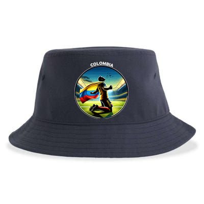 Cool Colombia National Soccer Team With Flag Sustainable Bucket Hat