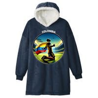 Cool Colombia National Soccer Team With Flag Hooded Wearable Blanket