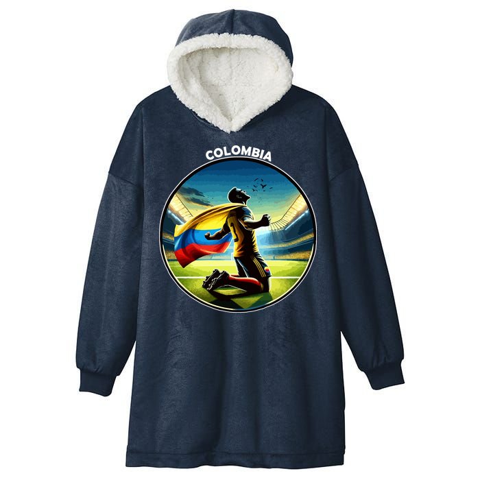 Cool Colombia National Soccer Team With Flag Hooded Wearable Blanket