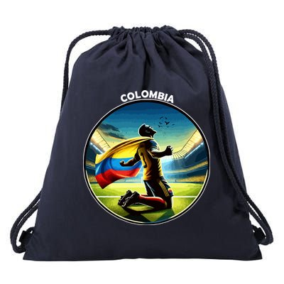 Cool Colombia National Soccer Team With Flag Drawstring Bag