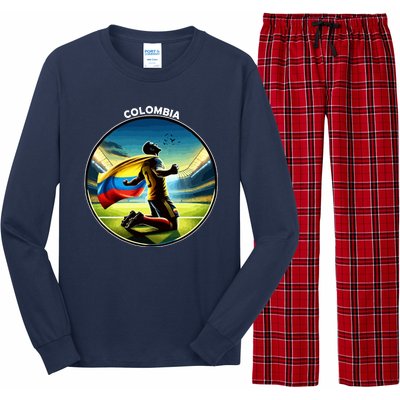 Cool Colombia National Soccer Team With Flag Long Sleeve Pajama Set