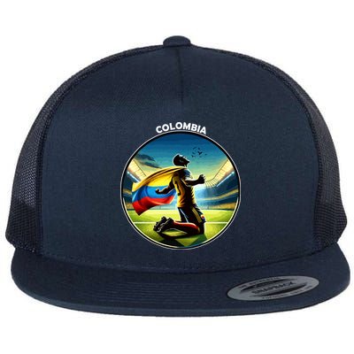 Cool Colombia National Soccer Team With Flag Flatbill Hat