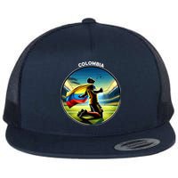 Cool Colombia National Soccer Team With Flag Flatbill Hat