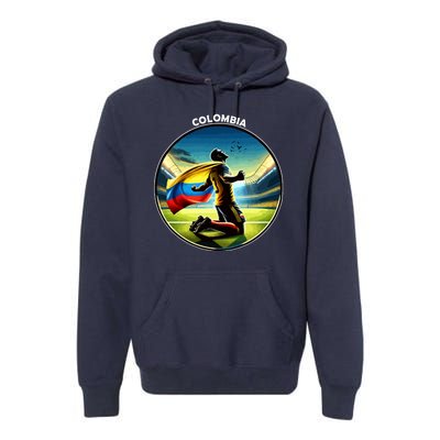 Cool Colombia National Soccer Team With Flag Premium Hoodie