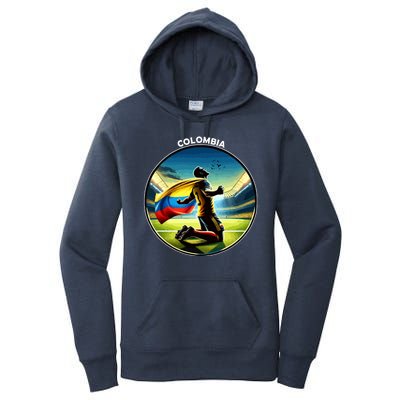 Cool Colombia National Soccer Team With Flag Women's Pullover Hoodie