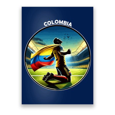 Cool Colombia National Soccer Team With Flag Poster