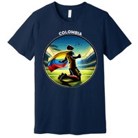 Cool Colombia National Soccer Team With Flag Premium T-Shirt