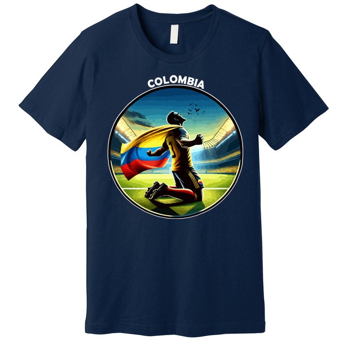 Cool Colombia National Soccer Team With Flag Premium T-Shirt