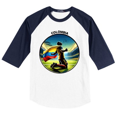 Cool Colombia National Soccer Team With Flag Baseball Sleeve Shirt