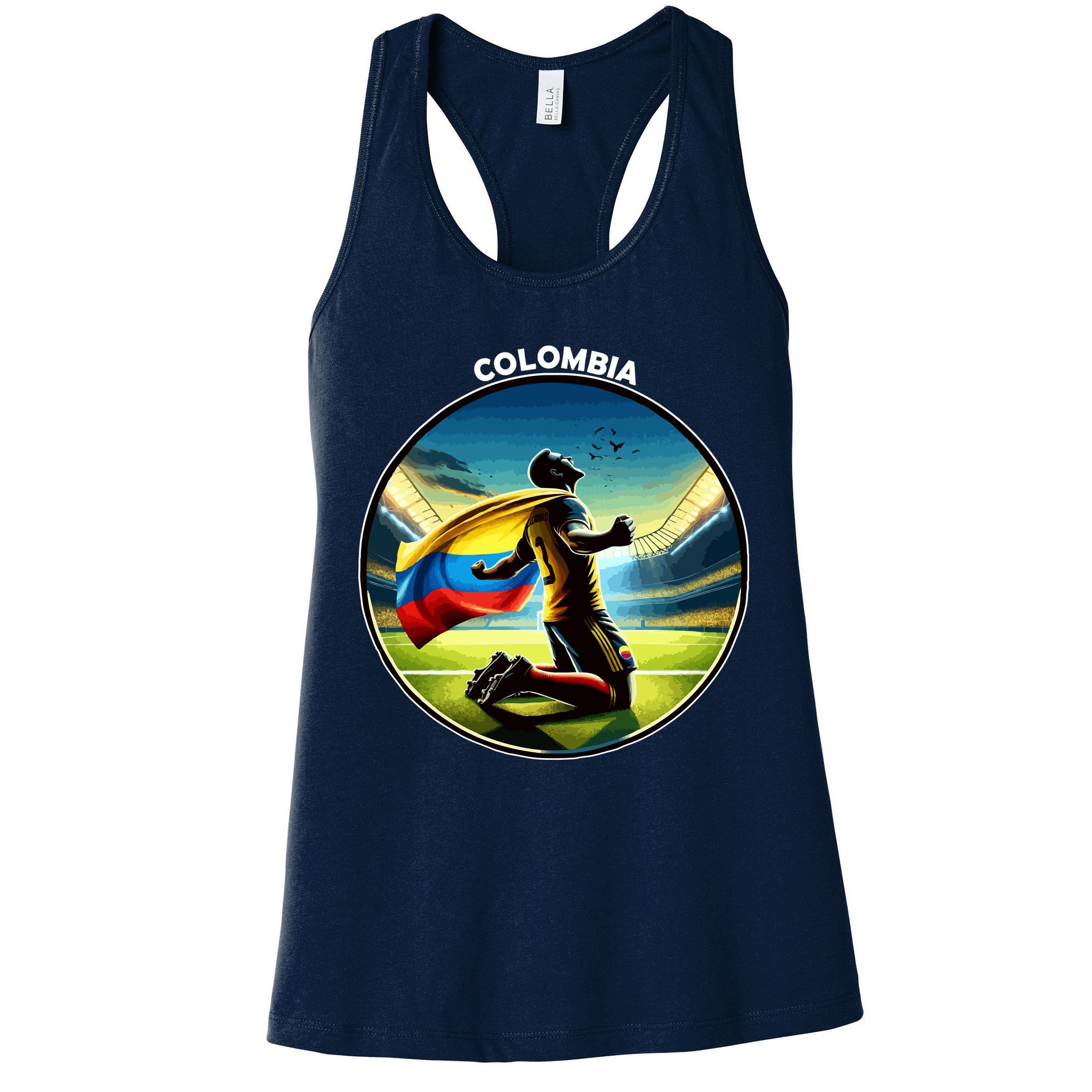 Cool Colombia National Soccer Team With Flag Womens Tank Top