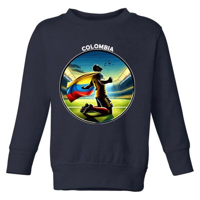 Cool Colombia National Soccer Team With Flag Toddler Sweatshirt