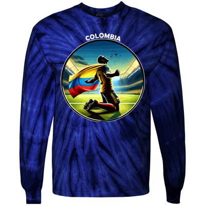 Cool Colombia National Soccer Team With Flag Tie-Dye Long Sleeve Shirt