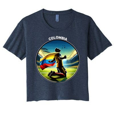 Cool Colombia National Soccer Team With Flag Women's Crop Top Tee