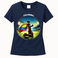 Cool Colombia National Soccer Team With Flag Womens T-Shirt