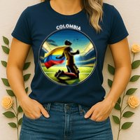 Cool Colombia National Soccer Team With Flag Womens T-Shirt