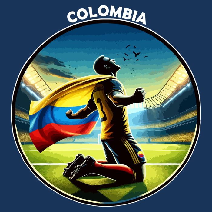 Cool Colombia National Soccer Team With Flag Womens T-Shirt