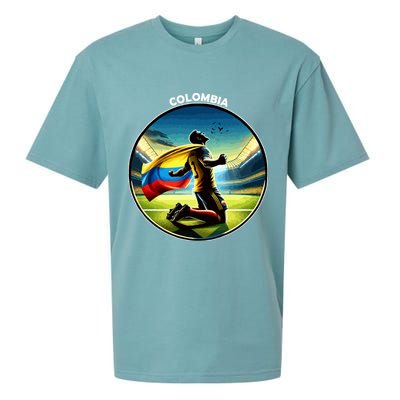 Cool Colombia National Soccer Team With Flag Sueded Cloud Jersey T-Shirt