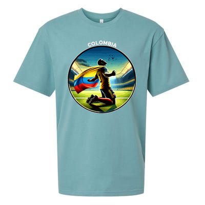 Cool Colombia National Soccer Team With Flag Sueded Cloud Jersey T-Shirt