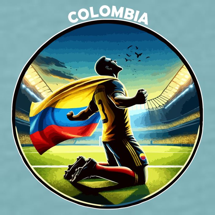 Cool Colombia National Soccer Team With Flag Sueded Cloud Jersey T-Shirt