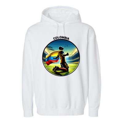 Cool Colombia National Soccer Team With Flag Garment-Dyed Fleece Hoodie