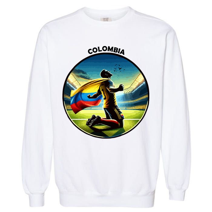 Cool Colombia National Soccer Team With Flag Garment-Dyed Sweatshirt