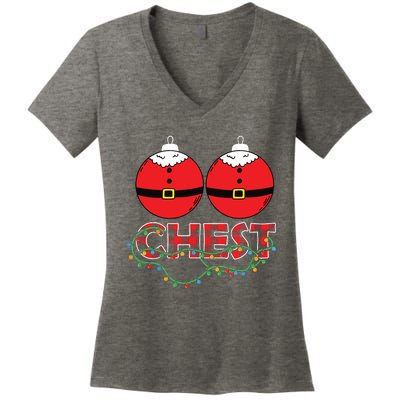 Chestnuts Chest Nuts Christmas Matching Christmas Couples Women's V-Neck T-Shirt