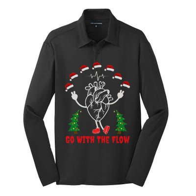 Christmas Cardiac Nurse Anatomical Heart Cardiology Rn Silk Touch Performance Long Sleeve Polo