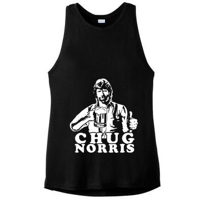 Chug Chuck Norris Funny Beer Drinking Hilarious Party 80s 90s Movie Ladies PosiCharge Tri-Blend Wicking Tank
