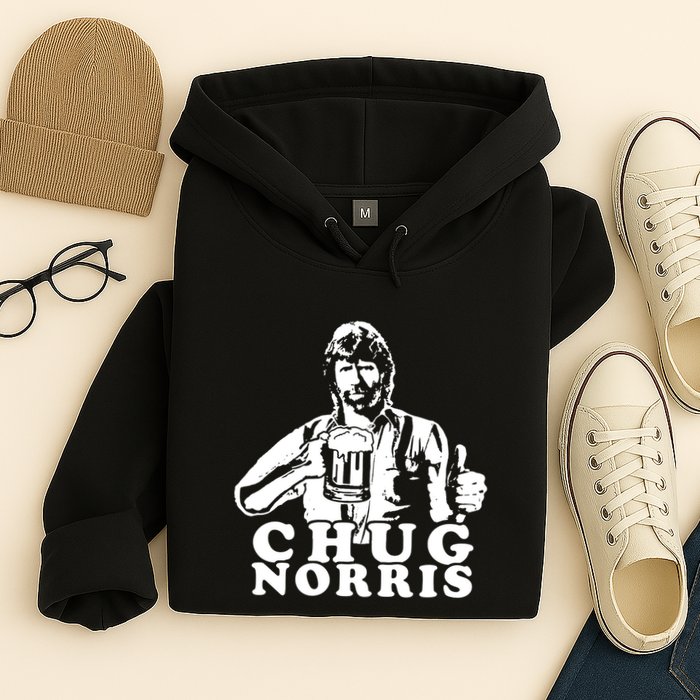 Chug Chuck Norris Funny Beer Drinking Hilarious Party 80s 90s Movie Hoodie