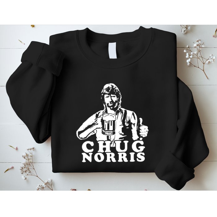 Chug Chuck Norris Funny Beer Drinking Hilarious Party 80s 90s Movie Sweatshirt