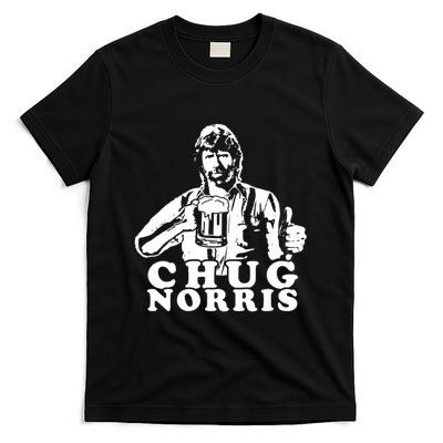 Chug Chuck Norris Funny Beer Drinking Hilarious Party 80s 90s Movie T-Shirt